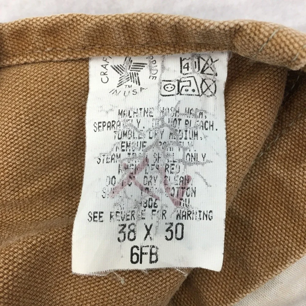 Carhartt Duck Bib Overalls Mens 38x30 Brown Cotton Canvas Double Knee Workwear